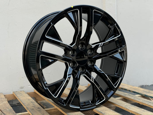 GM3 22x9 6x139.7 +24 78.1 Black+Milled Spokes (FITS GMC SILVERADO TAHOE SIERRA)