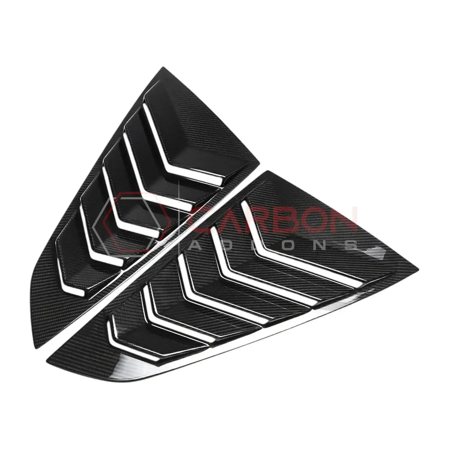 Real Carbon Fiber Rear Quarter Window Louvers for 2024+ Ford Mustang