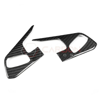 C8 Corvette Real Carbon Fiber Steering Wheel Button Trim Covers | Interior Overlay (2020–2026)