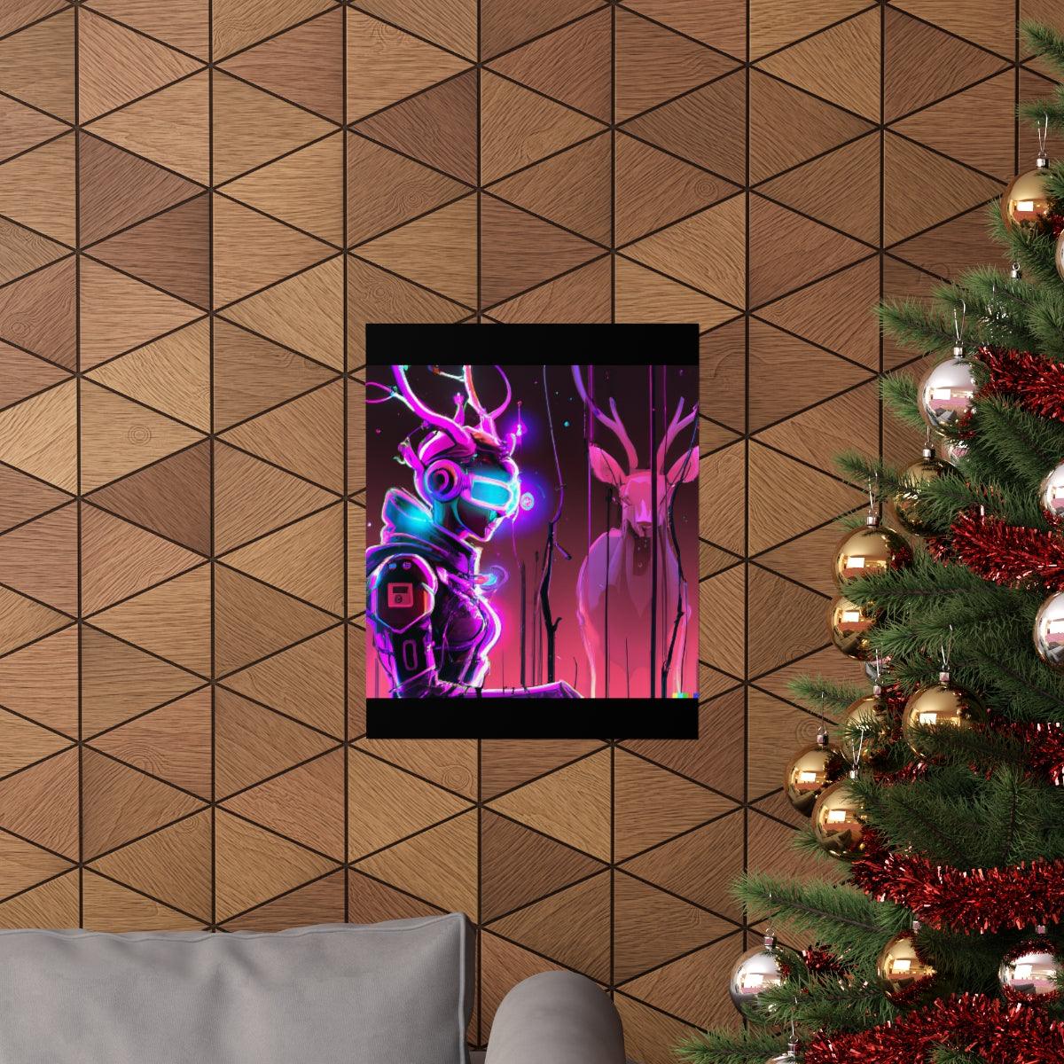 futuristic woman and deer Posters - Martin Metalwork LLC 