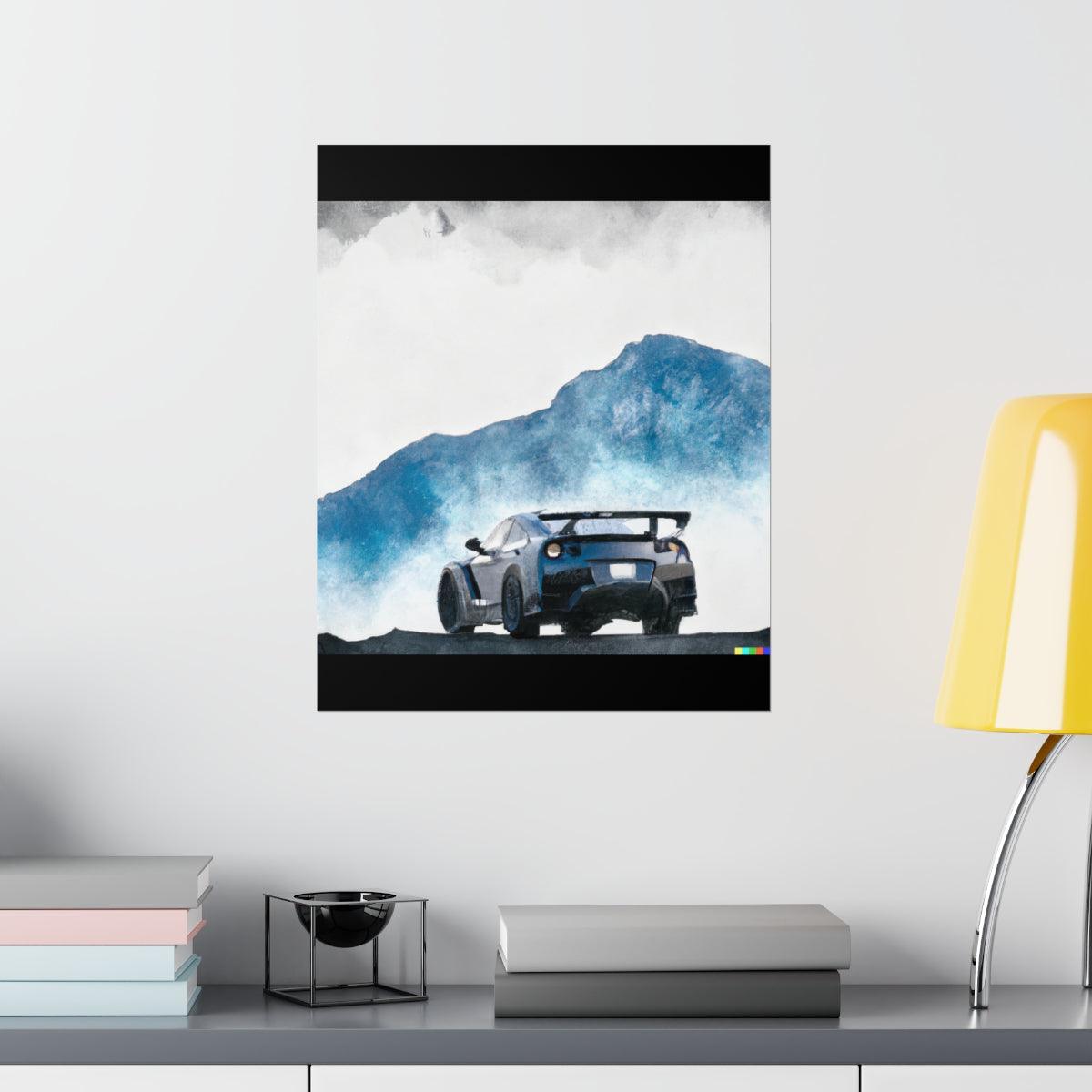 Nissan GTR water color Matte Vertical Posters - Martin Metalwork LLC 