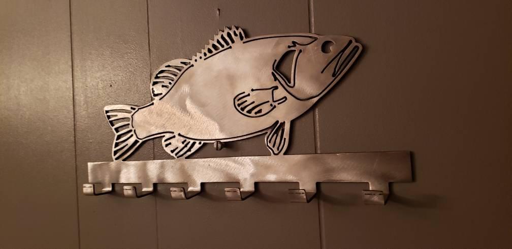 Large mouth bass key holder plasma cut leash rack wall art - Martin Metalworks