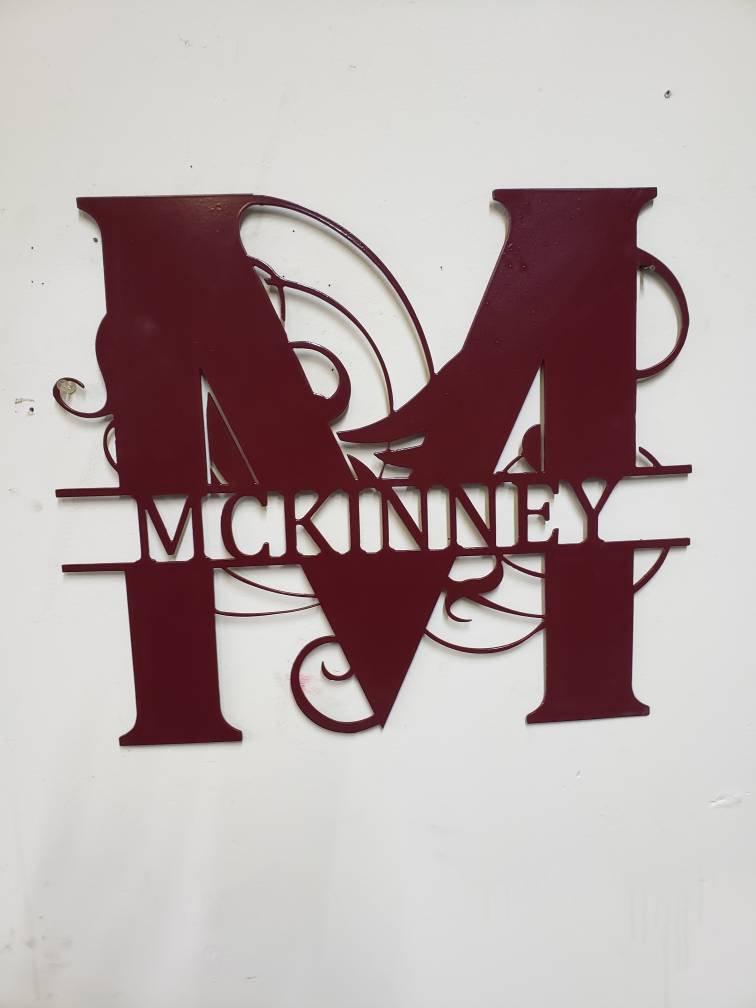 Custom Family Name Sign monogram house name sign - Martin Metalworks